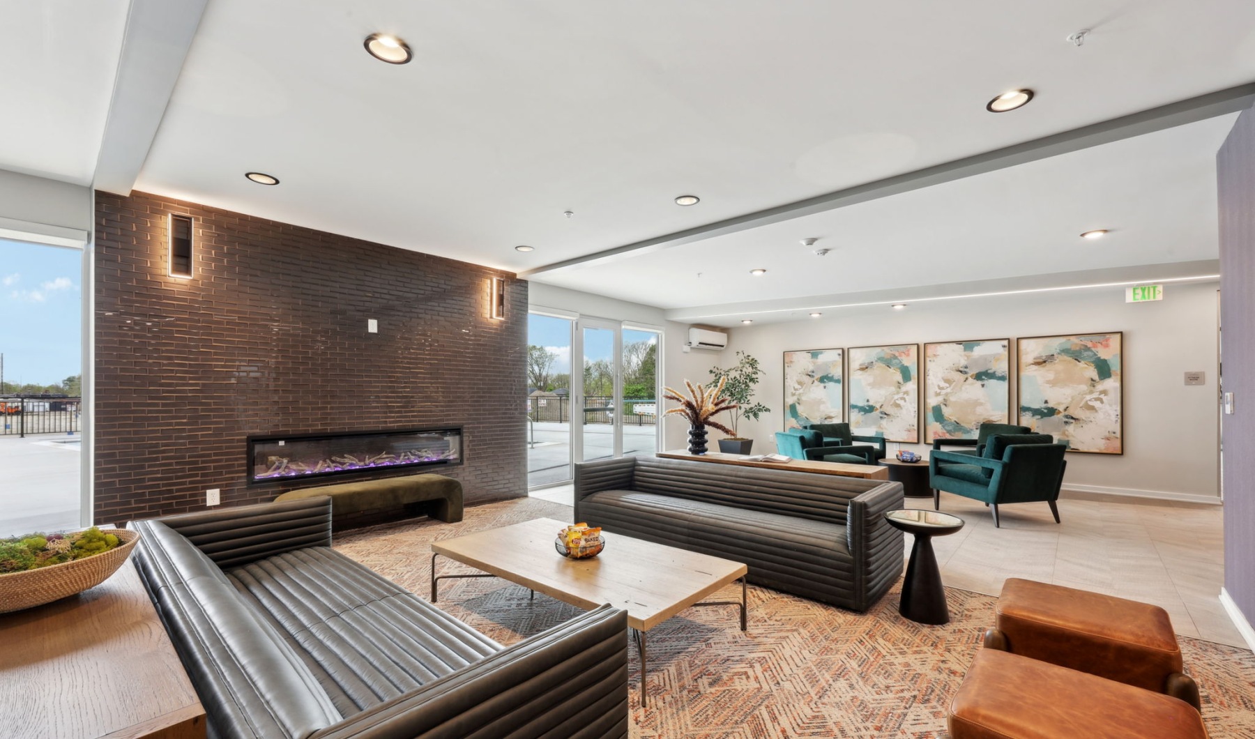 Clubhouse lounge with fireplace